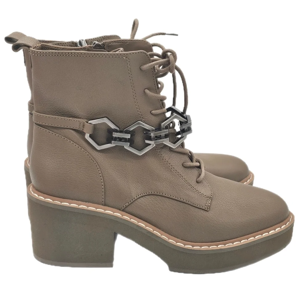 Vince Camuto Keltana Leather Combat Boots Brown Size 9 - Picture 2 of 11